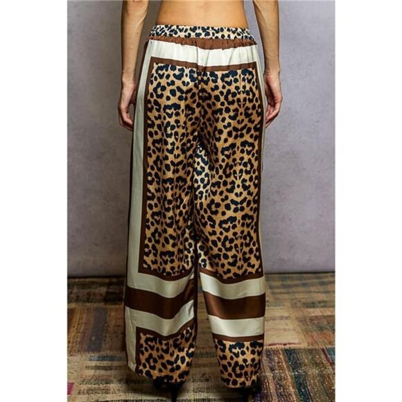 POL Leopard Printed Woven Wide Leg Drawstring Pants - Picture 3 of 5